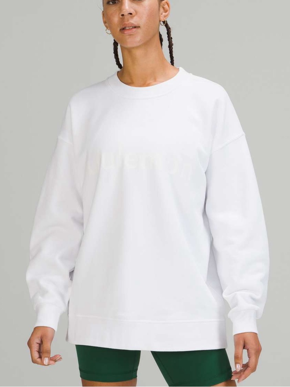 Lululemon Women’s Perfectly Oversized Graphic White Spell Out Sweatshirt Sz 12
